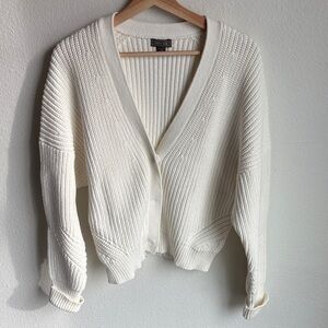 J. CREW Point Sur Chunky Cream Button Cardigan Large L